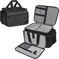 HOMFU DJ Cable File Bag Large Capacity DJ Cable Bag with Inner Detachable Divider and Padded DJ Gig Gear Bag Music Bag for Musician Accessories Travels Business Outdoor Grey